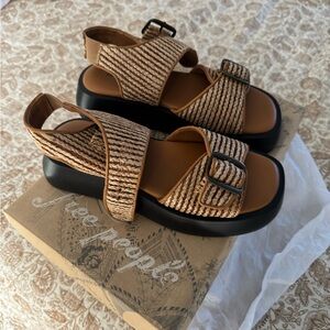 Free People Brown and Black Sandals